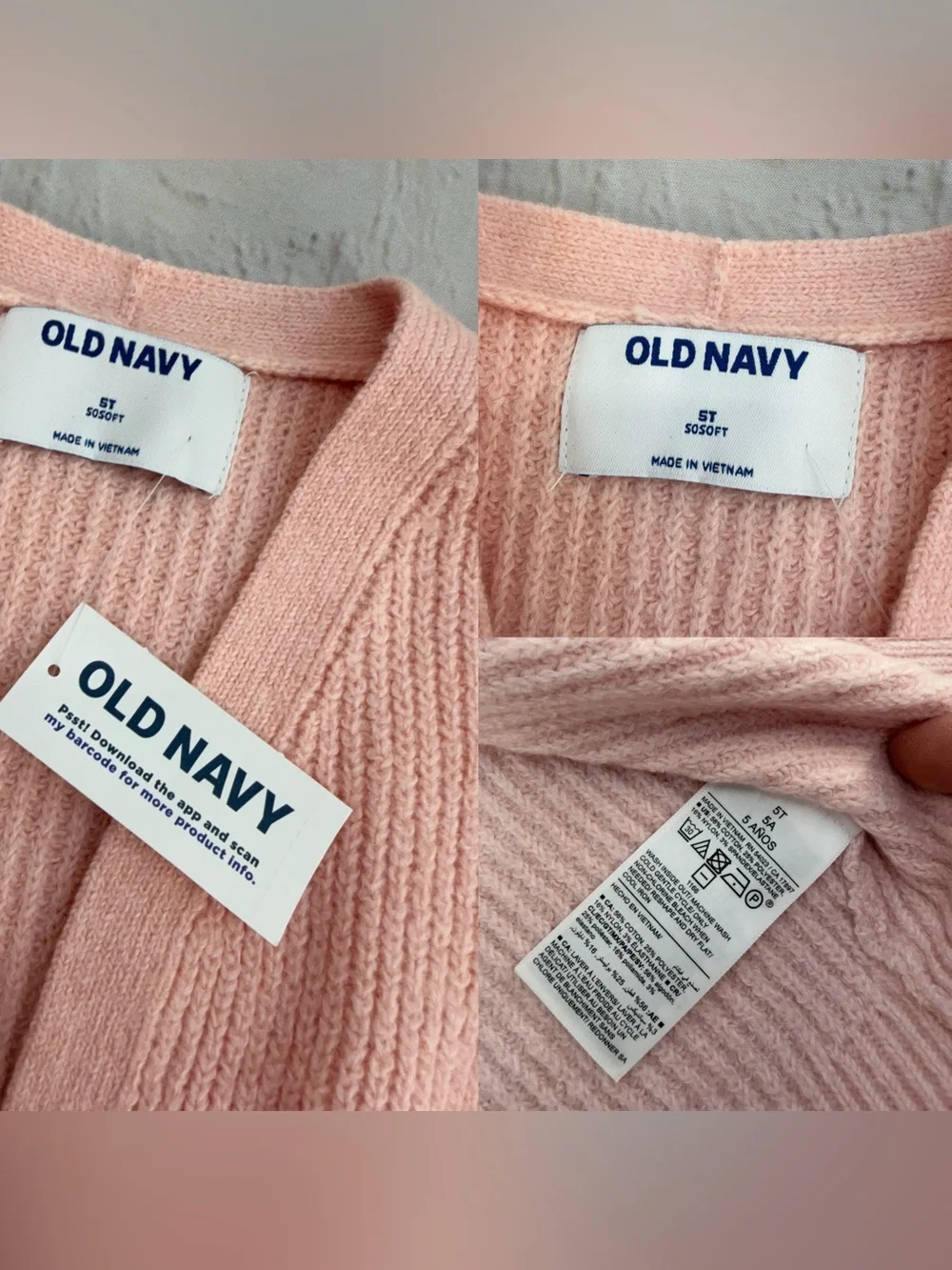 Old Navy Toddler Girls Pink Open Front Cardigan Sweater Size 5T NWT